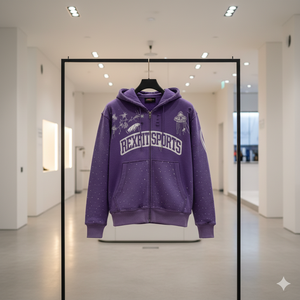 Custom Made Best Premium <b>Purple</b> <b>Men</b> Zip Hoodie with Front Printed Design & Gemstone Detail | Trendy Streetwear Winter Jacket - Product Image 1