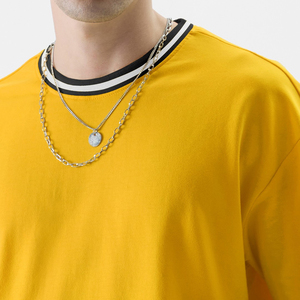 2025 camisetas de diseño personalizado de alta calidad de punto de algodón 100% largo de manga corta de gran tamaño con cuello redondo para hombre - Product Image 3