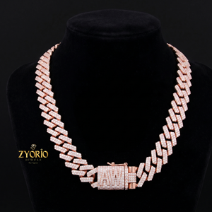 สร้อยคอทองคำ 18K แบบ Cuban Link ประดับเพชรเต็มเส้น สไตล์หรูหรา ฮิปฮอป - Product Image 2