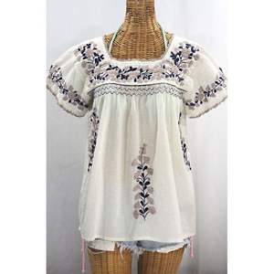 2023 été vacances Collection Vintage broderie florale haut 100% coton tenue décontractée pour femmes mexicaine tunique robe à vendre - Product Image 4