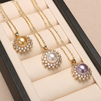 Set Perhiasan Mutiara Cangkang Kepingan Salju Kalung dan Anting Stud 12mm 10mm Inlay Zirkon Hadiah Wanita JadeRitual