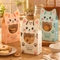 Boîte cadeau décorative haut de gamme en forme de chat pour biscuits, en matériaux recyclés, emballage portable en papier pour animaux, idéale pour le Noël