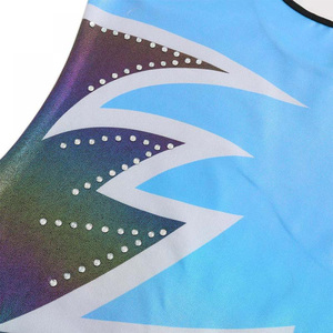 Venta al por mayor de leotardo de gimnasia degradado brillante para niñas, ropa de baile de LICRA sin mangas brillante, suministro a granel de alta calidad - Product Image 5