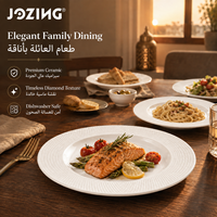 Assiette à dîner en céramique blanche JOZING 10,4 pouces, texture croisée diamantée, bord gaufré, liquidation directe usine, vaisselle de mariage