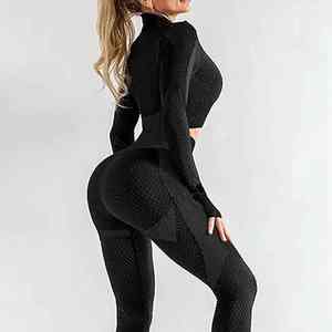 Ensemble de yoga 2 pièces élégant pour femme, respirant, séchage rapide, écologique, soutien-gorge de sport et veste à manches longues taille mi-haute - Product Image 6