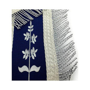 Franc-maçon Grand Lodge Master Mason Blue Lodge Tablier bleu royal avec tablier en dentelle à franges argentées - Product Image 3