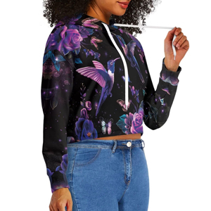 Sudadera con Capucha Corta de Manga Larga con Logotipo Personalizado de Alta Calidad, Transpirable y Cómoda, Sudadera Informal de Algodón para Mujer - Product Image 2