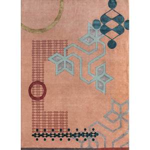 พรมลายเรขาคณิตโคลัม ทอมือจากขนสัตว์ ไหมไผ่ รุ่น AKWB-7002 สีแดงส้ม หนา 10 มม. สำหรับบ้าน ห้องนั่งเล่น ทางเดิน - Product Image 1