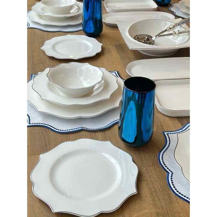 Dinner Set Negro Silver Blue 43 Pieces for 6 People