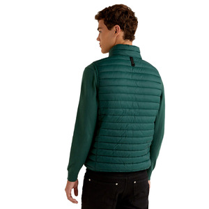 Chaqueta de poliéster para hombre, Material elegante, color verde oscuro, cremallera completa, cuello alto, sin mangas, con bolsillos - Product Image 2