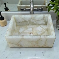 Lavabo en pierre de Quartz blanc fait à la main Unique cristal pierres précieuses navire cuisine comptoir évier moderne salle de bain accessoire décor