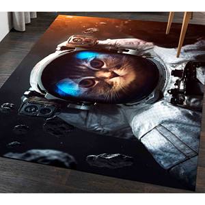 Alfombra de Gato Astronauta: Alfombra Infantil Antideslizante de Chenilla Estampada, con Pelo Suave - Product Image 5