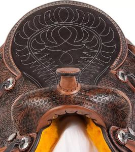 Selle de cheval de barrière en cuir léger de haute qualité de style western avec harnais et bride assortis incluses - Product Image 6