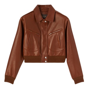 Veste en cuir d'agneau véritable pour femmes, de qualité supérieure, à la mode, durable, design personnalisé avec fermeture éclair, coupe courte pour l'hiver - Product Image 2