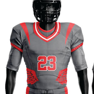 Custom 100% Polyester Sublimated American <b>Football</b> Uniform for Men Breathable Grey <b>Red</b> Tackle Twill Team Gear Short Jersey - Product Image 2