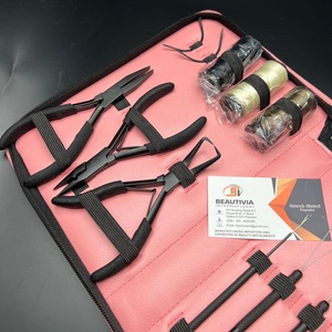 Hair Extension Tools Kit for Chinese Remy Hair Micro Link Removal <b>Plier</b> <b>Set</b> Professional Use Black Matte 3mm Nano Beads Threads - Product Image 2