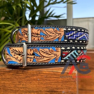 Fabricant de colliers en cuir véritable robuste de haute qualité de 1.5 pouces de large en laiton solide et durable - Product Image 1