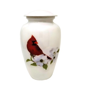 Urne funéraire en aluminium peint à fleurs en or blanc pour cendres humaines Fabricant Exportateurs d'urnes souvenir - Product Image 3