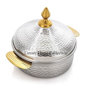 Cacerola de metal de diseño moderno con juego de 4 ollas de diferentes diseños y tamaños para calentar alimentos, utensilios de cocina hechos de cobre, Mesa - Product Image 4