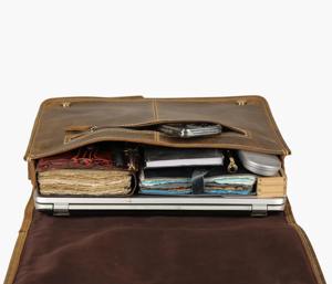 Sac messager en cuir véritable, doux et luxueux, pour ordinateur portable unisexe, bandoulière, sangle de chariot, léger, convient aux ordinateurs portables de 15,6 pouces - Product Image 2