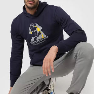 เสื้อฮู้ดพิมพ์ลายไหล่โอเวอร์ไซส์ของผู้ชายผ้าคอตตอน100% สีทึบออกแบบได้ตามต้องการ - Product Image 3