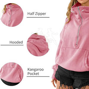 Sweat à capuche demi-zip avec doublure intérieure confortable et style sportif pour les options de tenue polyvalentes Sweat à capuche demi-zip polaire avec tissu chaud - Product Image 5