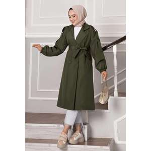 Gabardina abotonada con Charretera de hombro caqui - Product Image 1