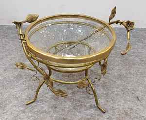 ชามผสมโลหะและแก้วขอบทองเหลืองทองและฐานทรงกลมชามแก้ว - Product Image 6