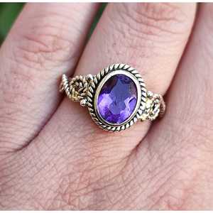 Purple Amethyst <b>Statement</b> <b>Ring</b> February Birthstone Handmade Sterling Silver Gemstone <b>Ring</b> 18K Plating Boho Style Perfect Gift - Product Image 3