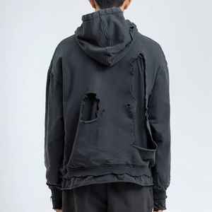 <b>Top</b> Quality Bulk Embossed Heavyweight Pullover: Full Face <b>Zip</b> <b>Up</b>, 400 GSM, Distressed Vintage Acid Wash, Sublimation - Product Image 4