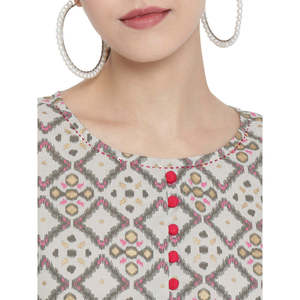 Short en coton à imprimé géométrique Kurti pour femmes Options multicolores disponibles - Product Image 2