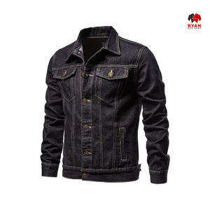 Veste en jean pour homme, déchirée, couleur unie, veste en denim, manteaux, vêtements d'extérieur tendance avec plusieurs poches - Product Image 6