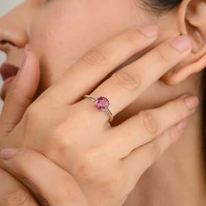 Anillo de piedra única de joyería de diseño más nuevo en turmalina de corte redondo Natural y auténtico oro blanco sólido de 14K Venta superior - Product Image 2