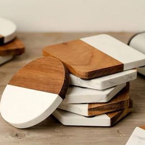 Couster ที่ทำจากหินอ่อนทำจากไม้มีสไตล์สำหรับงานขึ้นบ้านใหม่แบบดั้งเดิมถาดรองแก้วทำจากไม้หินอ่อนแบบใช้ในครัวเรือนสำหรับใช้ถ้วยที่มีสไตล์และ - Product Image 5