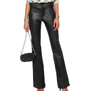 2025 nuevo pantalón de cuero de piel de cordero genuino personalizable 100% para mujer pantalones de Hip Hop transpirables de alta calidad - Product Image 5