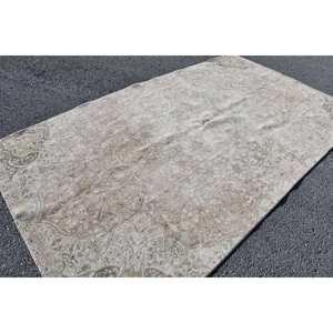 Alfombra turca de lana Vintage, tejido plano de retales verde beige, 5,6x9,9 pies, alfombra para sala de estar con respaldo de látex para decoraciones - Product Image 4