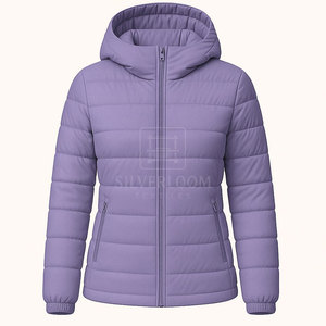 แจ็กเก็ตขนเป็ดน้ำหนักเบาสำหรับผู้หญิงแจ็กเก็ตมีฮู้ดกันน้ำผ้าโพลีเอสเตอร์75D เสื้อคลุมฤดูหนาวกำหนดโลโก้ได้เอง - Product Image 4