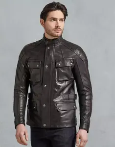 Veste d'hiver Veste d'hiver chaude d'extérieur en peau de mouton épaisse en fourrure de mouton longue en cuir de mouton pour hommes avec design en fourrure - Product Image 1