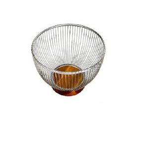 Nouveauté : Panier à fruits en fil de fer nickelé, forme arrondie, panier de rangement pour fruits, hôtel, restaurant, table de mariage - Product Image 1