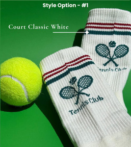 Calcetines Deportivos de Algodón con Logotipo de Tenis Bordado Personalizado al por Mayor para Hombre, Diseño de Compresión de Caña Alta para Club de Tenis - Product Image 2