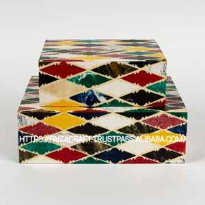 Boîte à bijoux en résine Boîte de rangement décorative multi-usages Boîte décorative en incrustation d'os pour la décoration intérieure de haute qualité - Product Image 4