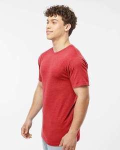Tultex T-shirt Streetwear rouge chiné lourd personnalisé pour homme polyvalent 50/50 coton filé à l'anneau/polyester 100% coton - Product Image 2