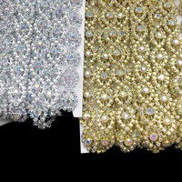 Chaîne de strass transparente AB en forme de marquise avec base en plastique, garniture tressée de strass bon marché pour costumes de carnaval, embellissement DIY pour vêtements