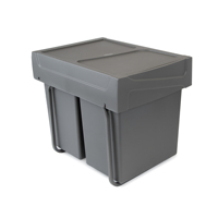 Emuca-Contenedor de basura para cocina, contenedor de reciclaje de plástico de 2x20 litros, modelo de montaje inferior