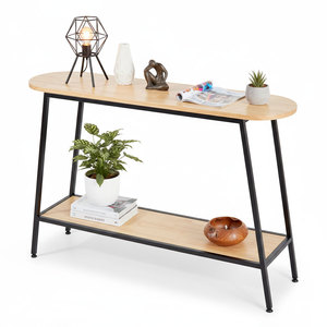 Minimally 120x30x85cm <b>Console</b> <b>Table</b> Rubber Wood Iron Legs Convertible for Entry Villa Living Room Hotel Bedroom School - Product Image 1