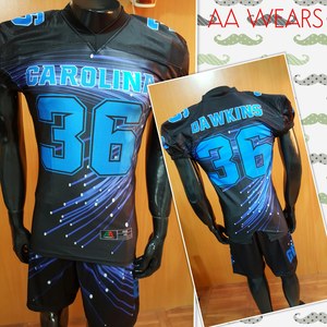 Ensemble d'uniformes de football américain brodés personnalisés de haute qualité Maillot respirant Pantalon Chaussettes Nom du joueur Logo Numéro Plus Size - Product Image 4