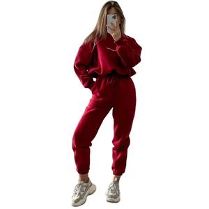 Spring Long-sleeved High-neck Printed Sweatshirt Casual Two-piece Set Tie-up Pleated <b>Top</b> Waist Sweatpants Sports Suit <b>Women</b> - Product Image 1
