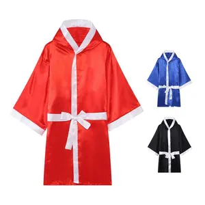 En sıcak satış ipek saten boks elbisesi Hood ile özel yapılmış en kaliteli malzeme için boks üniformaları