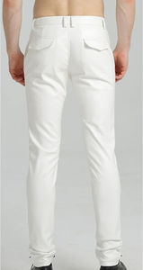 Pantalons en cuir pour hommes, couleurs blanches, très vendus, taille haute, légers, teinture unie, coupe droite, faible MOQ, cuir véritable, fabriqué au Pakistan - Product Image 2