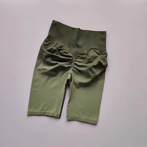 Pantalones cortos de Yoga de cintura alta sin costuras para mujer a la moda, Color melocotón, transpirables, ecológicos, de secado rápido, tela de poliéster/Spandex - Product Image 6